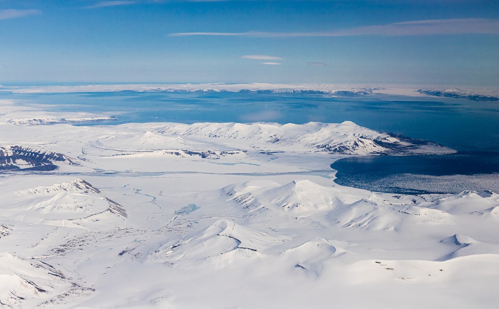 An aerial view of Svalbard archipelago